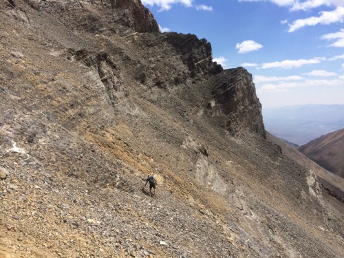 Example image of the talus side-hilling.  While minimal vertical gain is achieve in this activity, a tremendous amount of work is done displacing rocks...